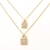 Unlock 18K Princess Cut Diamond Lock Gold Pendant